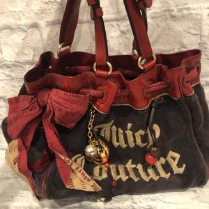 Juicy Couture red and blue velour purse